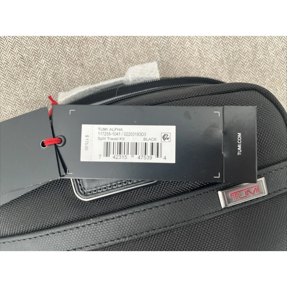 TUMI Black Alpha 3 Split Zip Around Travel Bag Initials 